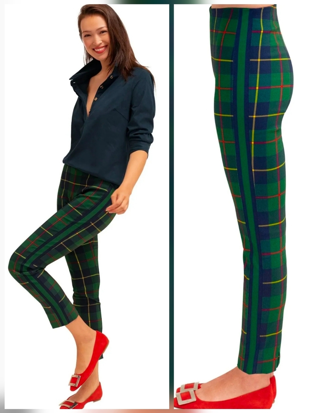❤️ NWOT GRETCHEN SCOTT DESIGNS GRIPELESS PULL ON PANTS- PLAIDLY COOPER HIGH RISE